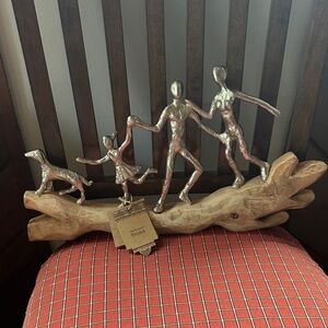 Handcrafted Family Sculpture in Silver and Brown